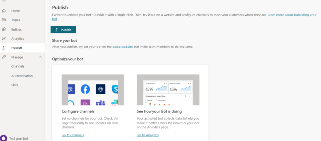 publish power virtual agent bot