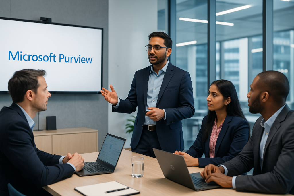 Microsoft Purview consultant guiding a client through deployment strategy