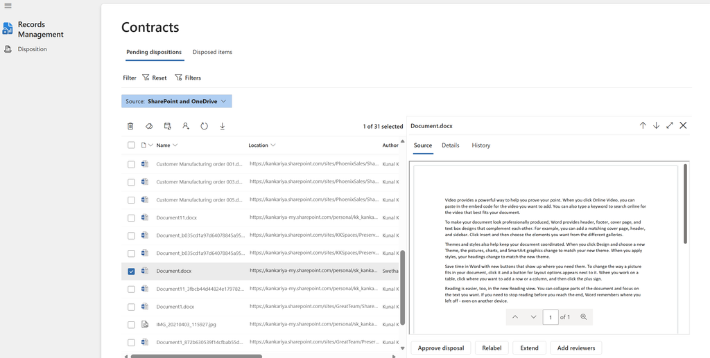 Purview Disposition Review Permissions: 5 Costly Mistakes 2 Purview Disposition Review Permissions - Mini-review pane Source tab